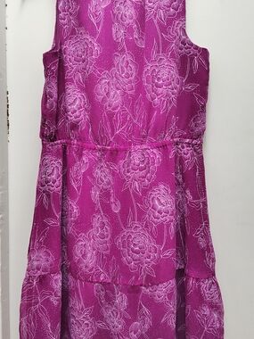 Merona Fuchsia Floral Tiered Sleeveless Dress Size M